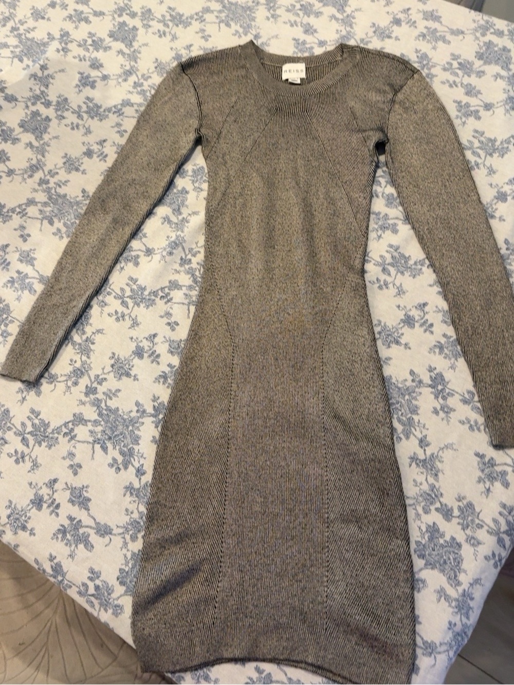 Reiss Metallic Silver-Gray Midi Dress